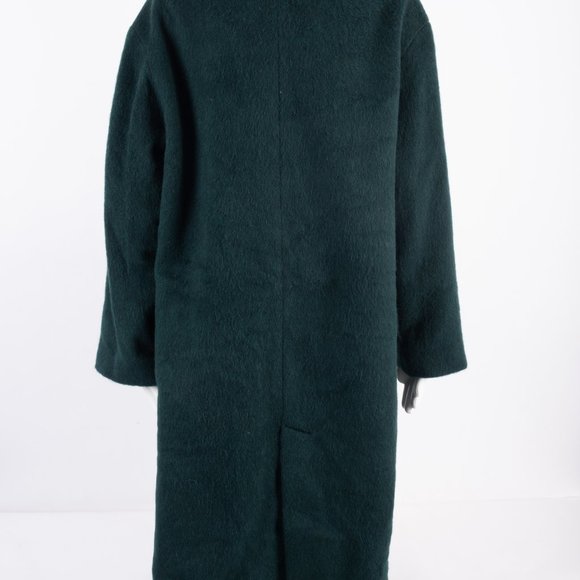 Zara Womens Green Long Coat Jacket Shawl Collar M - Picture 11 of 14